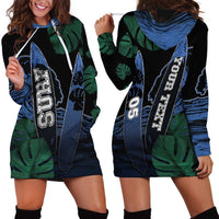 Custom Surfing Hoodie Dress Retro Waves Dot Halftone