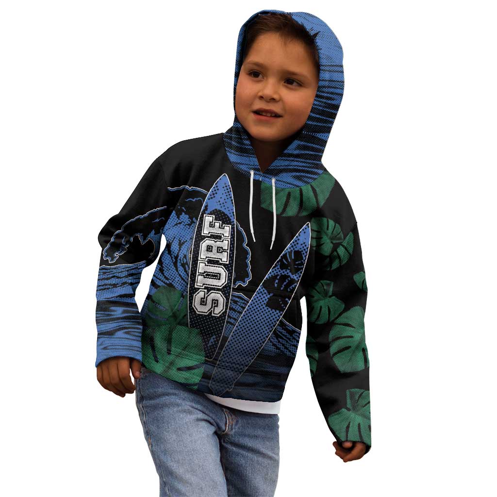 Custom Surfing Kid Hoodie Retro Waves Dot Halftone