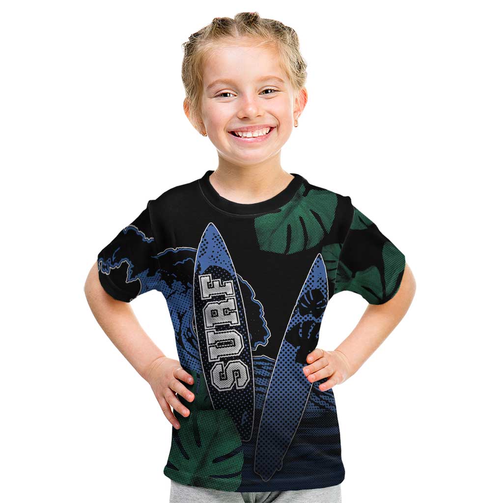 Custom Surfing Kid T Shirt Retro Waves Dot Halftone