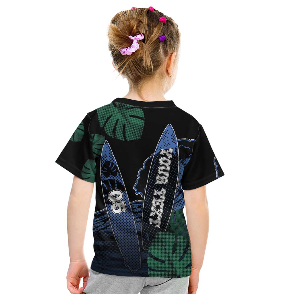 Custom Surfing Kid T Shirt Retro Waves Dot Halftone