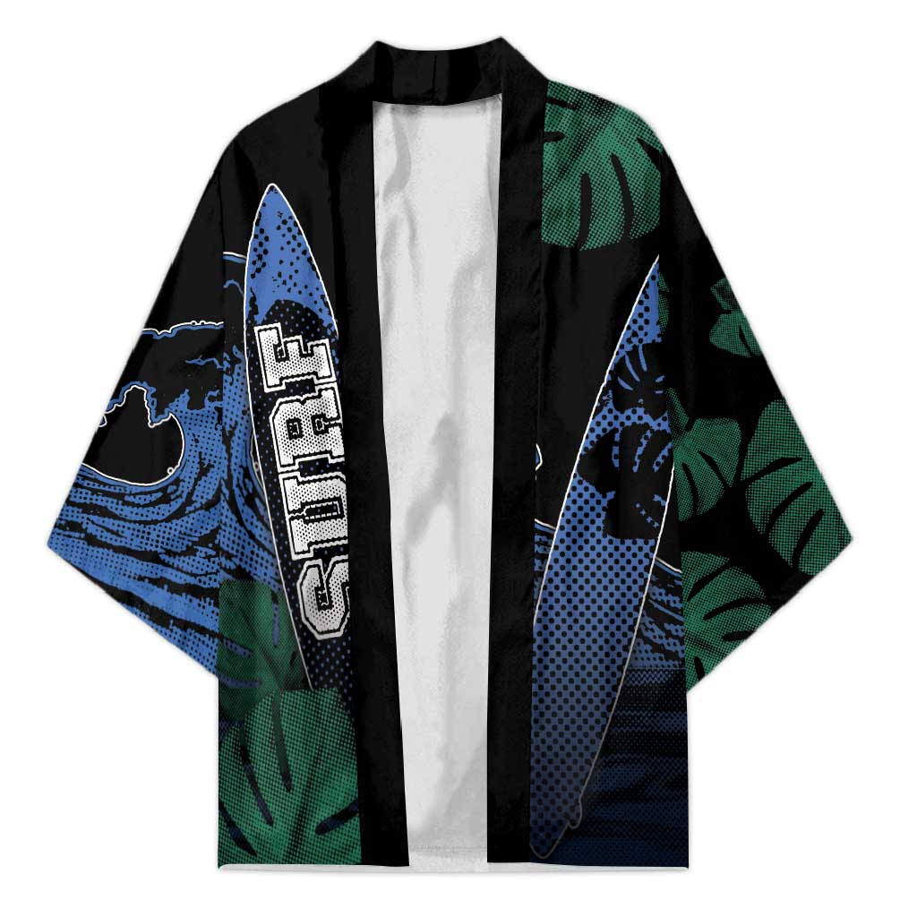 Custom Surfing Kimono Retro Waves Dot Halftone