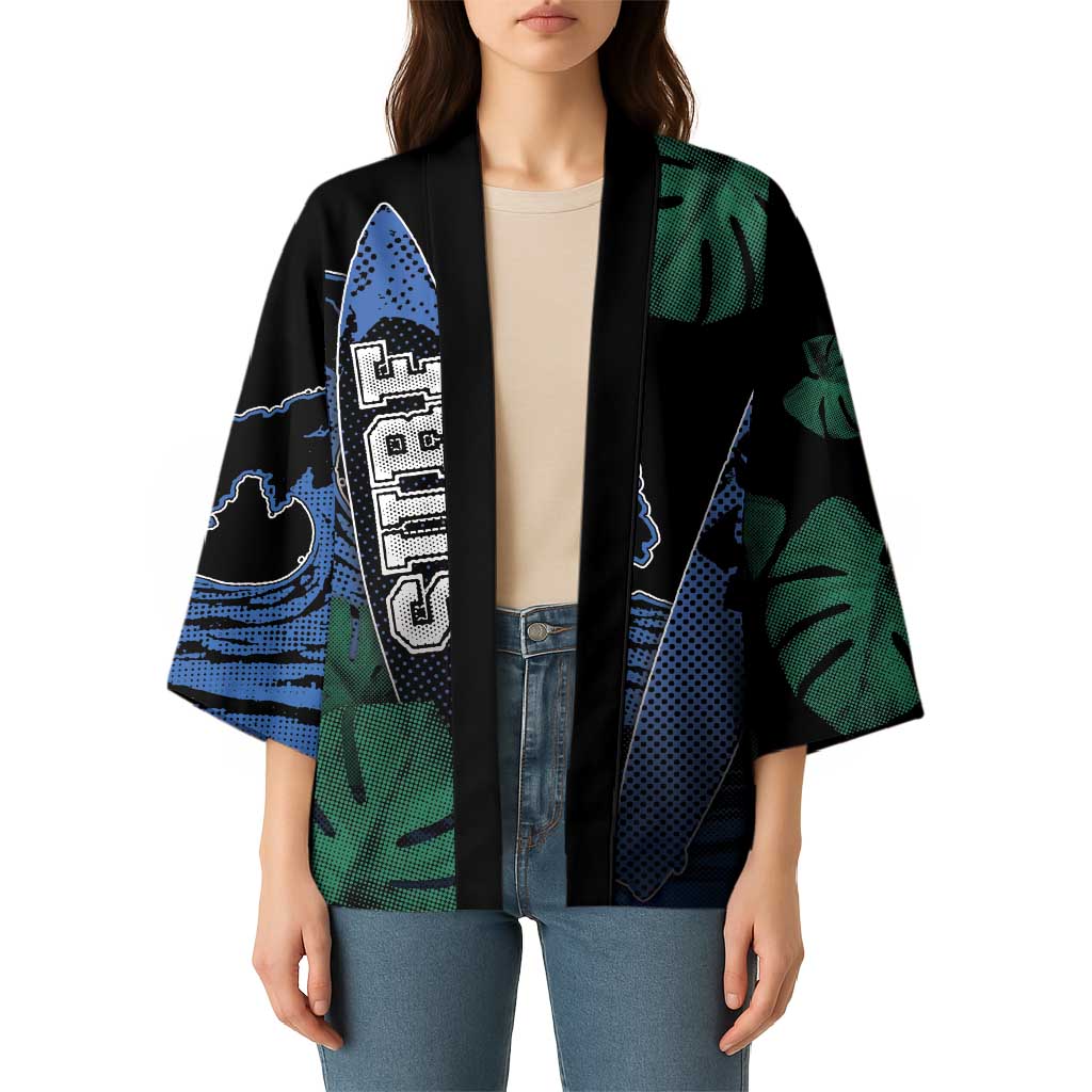 Custom Surfing Kimono Retro Waves Dot Halftone