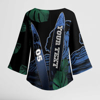 Custom Surfing Kimono Sleeve Blouse Retro Waves Dot Halftone