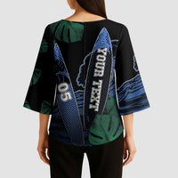 Custom Surfing Kimono Sleeve Blouse Retro Waves Dot Halftone