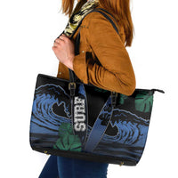 Surfing Leather Tote Bag Retro Waves Dot Halftone