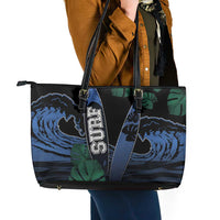 Surfing Leather Tote Bag Retro Waves Dot Halftone