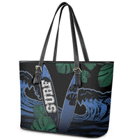 Surfing Leather Tote Bag Retro Waves Dot Halftone