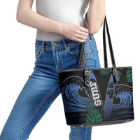 Surfing Leather Tote Bag Retro Waves Dot Halftone