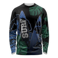 Custom Surfing Long Sleeve Shirt Retro Waves Dot Halftone