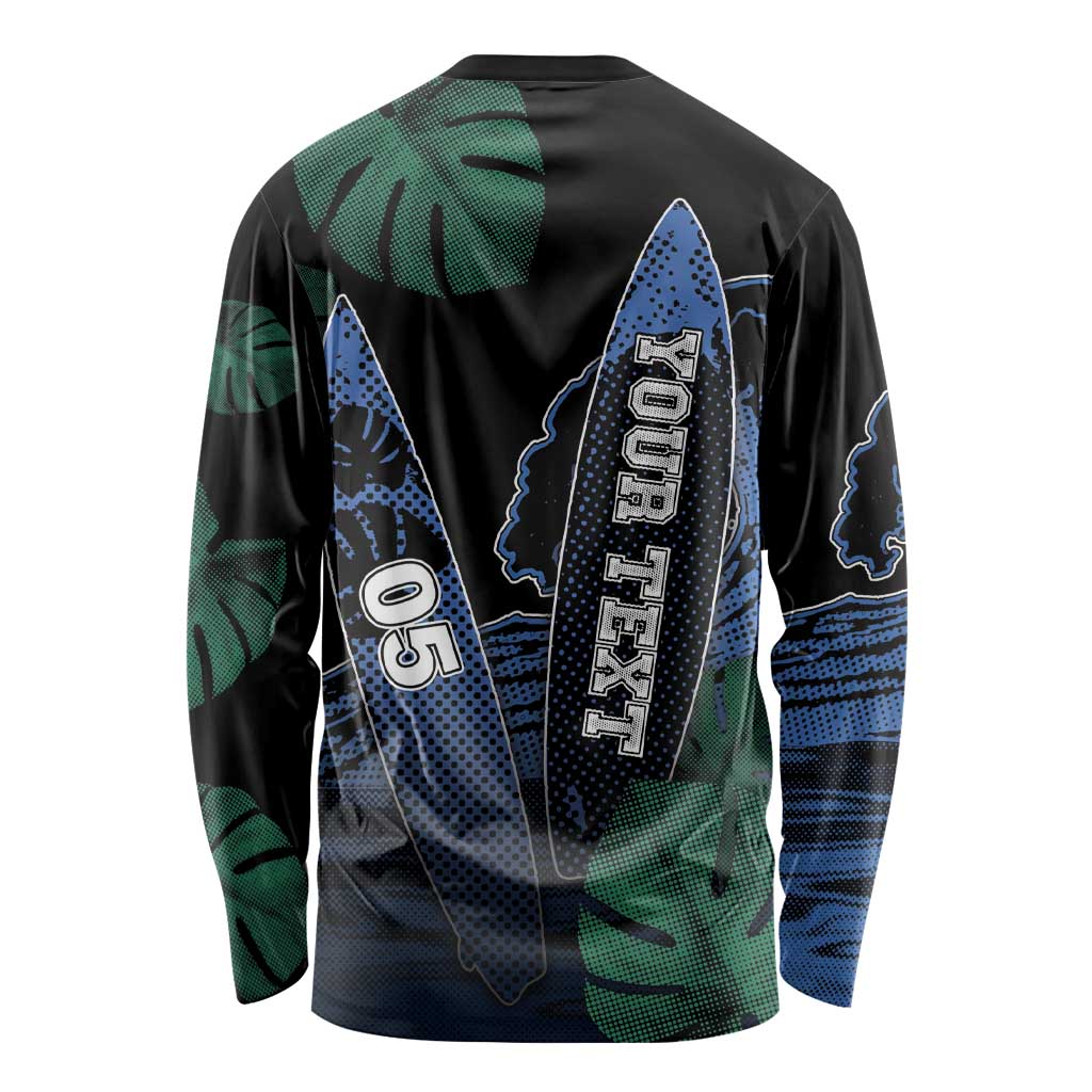 Custom Surfing Long Sleeve Shirt Retro Waves Dot Halftone