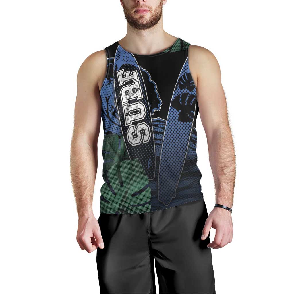 Custom Surfing Men Tank Top Retro Waves Dot Halftone