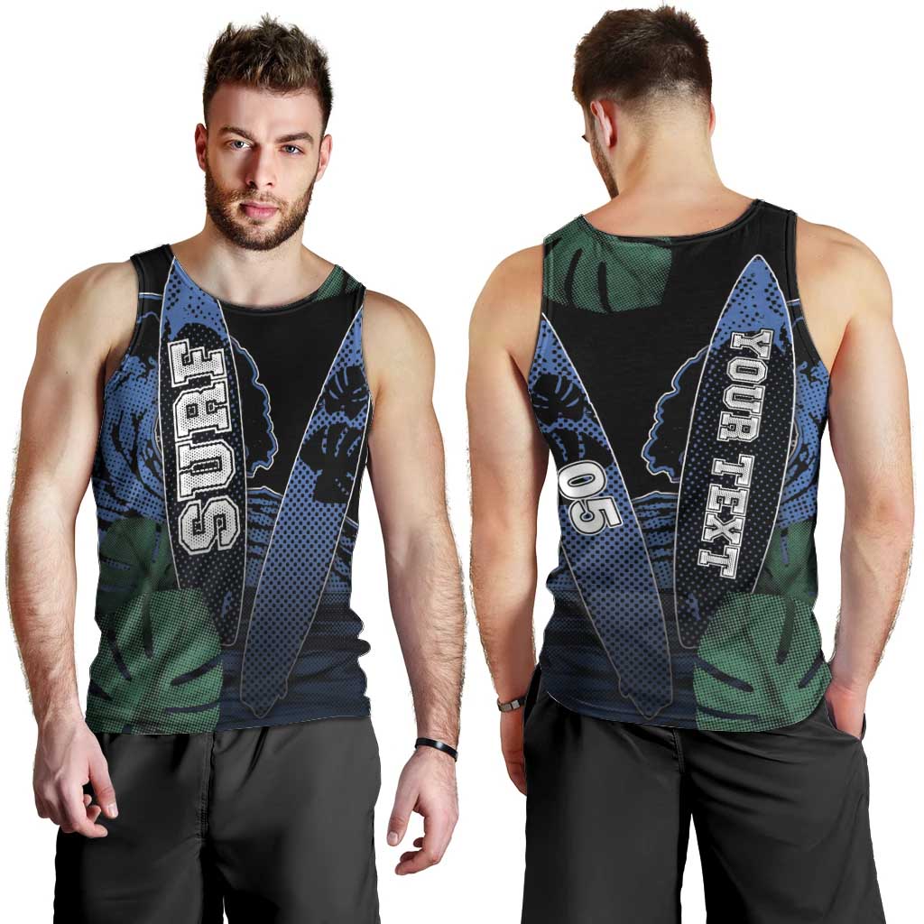 Custom Surfing Men Tank Top Retro Waves Dot Halftone