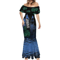 Custom Surfing Mermaid Dress Retro Waves Dot Halftone