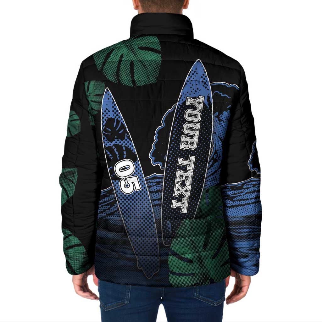 Custom Surfing Padded Jacket Retro Waves Dot Halftone