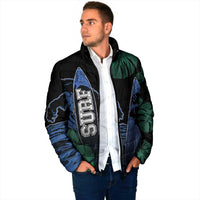 Custom Surfing Padded Jacket Retro Waves Dot Halftone
