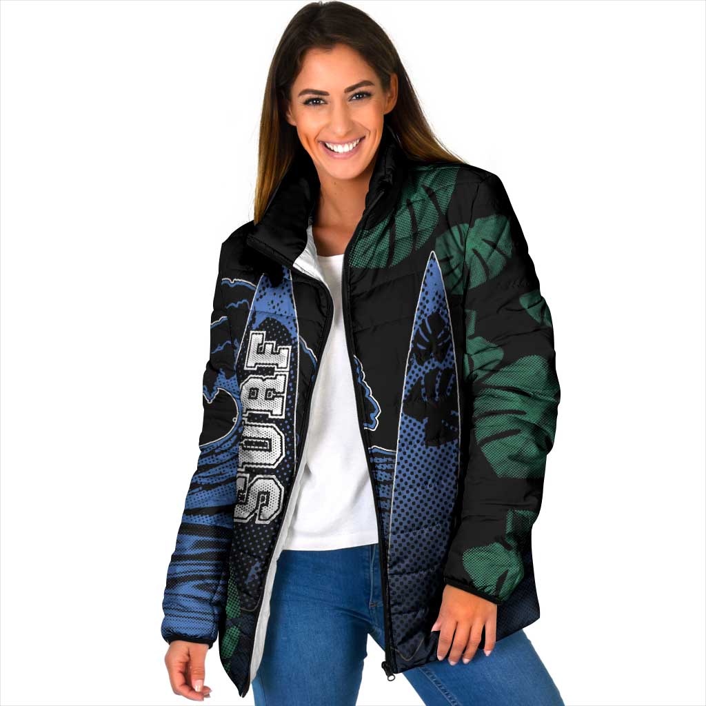 Custom Surfing Padded Jacket Retro Waves Dot Halftone