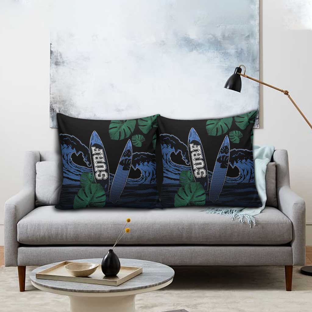 Surfing Pillow Cover Retro Waves Dot Halftone