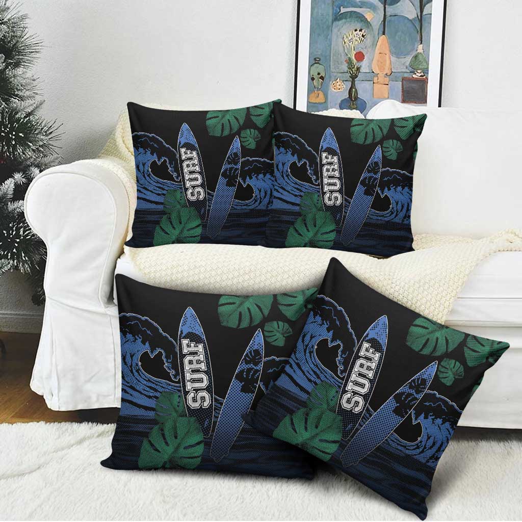 Surfing Pillow Cover Retro Waves Dot Halftone