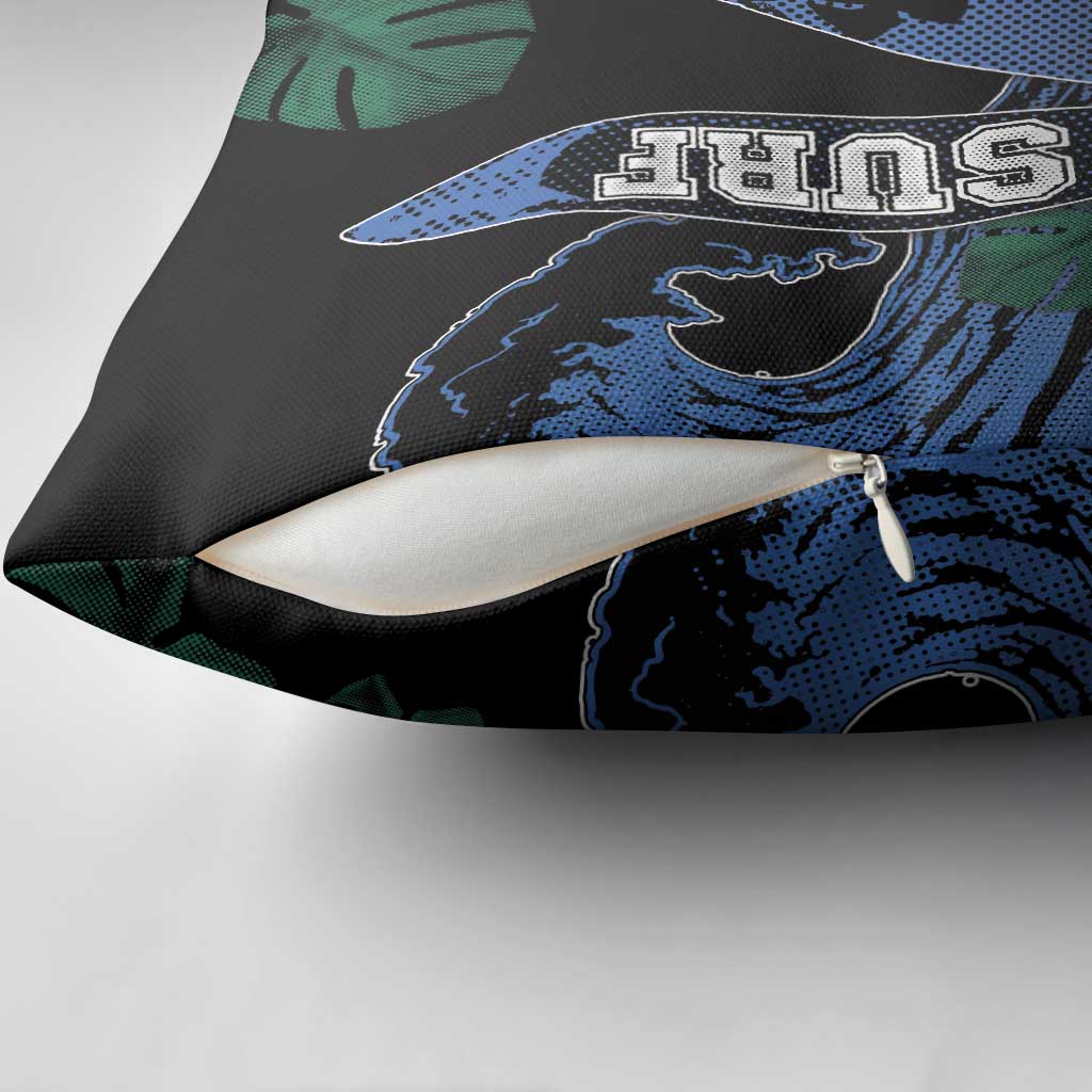 Surfing Pillow Cover Retro Waves Dot Halftone