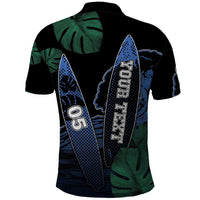 Custom Surfing Polo Shirt Retro Waves Dot Halftone