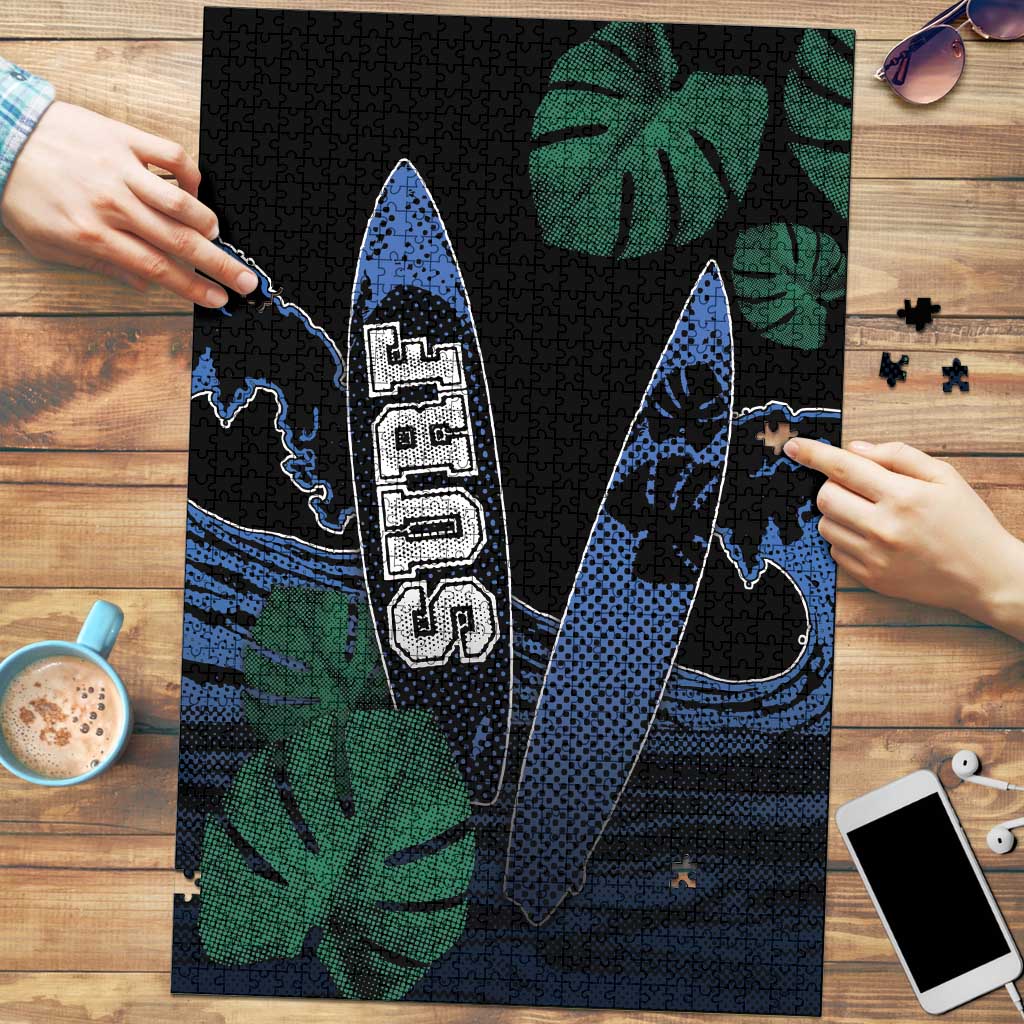 Surfing Puzzle Retro Waves Dot Halftone