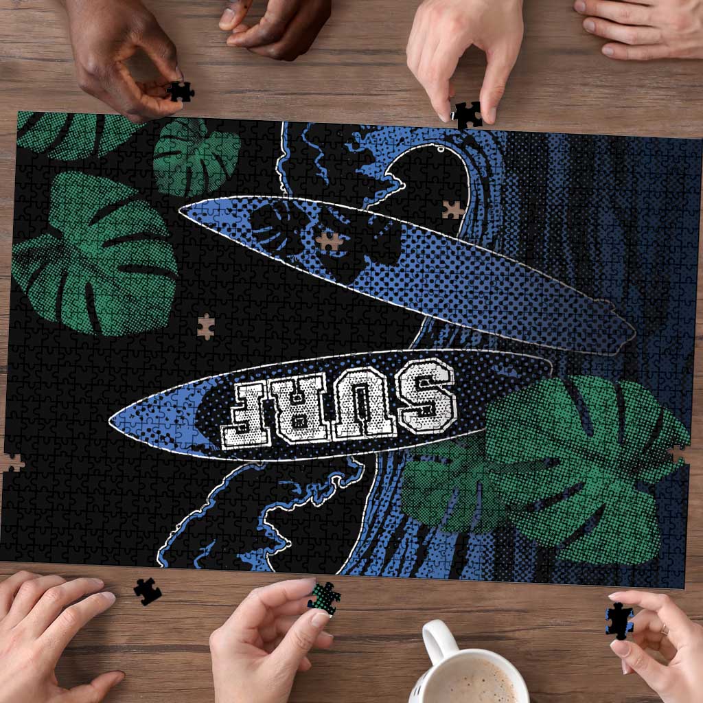 Surfing Puzzle Retro Waves Dot Halftone
