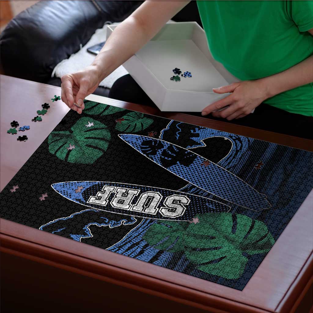 Surfing Puzzle Retro Waves Dot Halftone