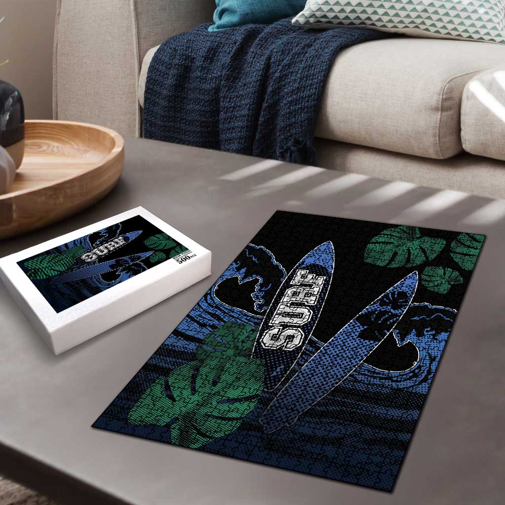 Surfing Puzzle Retro Waves Dot Halftone