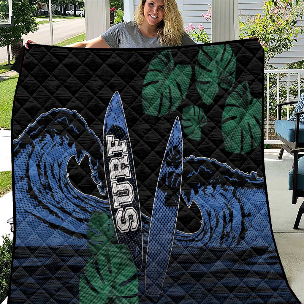 Surfing Quilt Retro Waves Dot Halftone