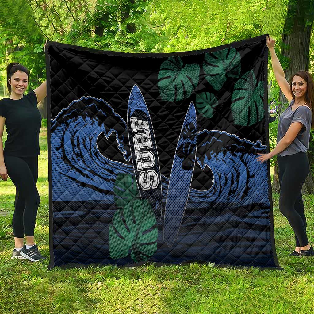 Surfing Quilt Retro Waves Dot Halftone