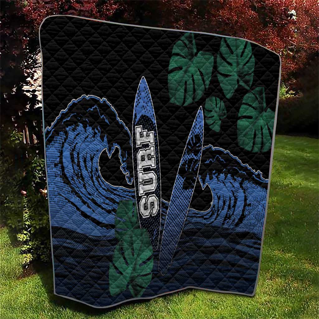 Surfing Quilt Retro Waves Dot Halftone