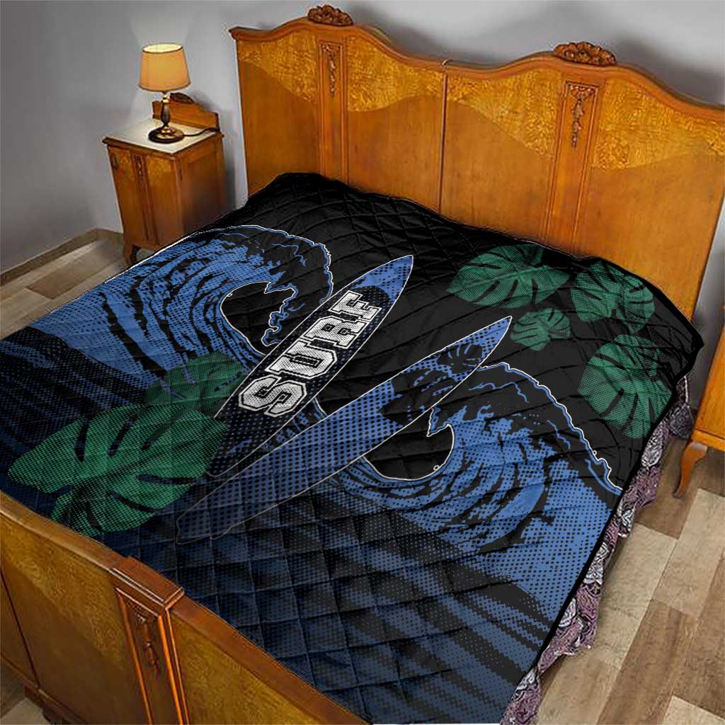 Surfing Quilt Retro Waves Dot Halftone