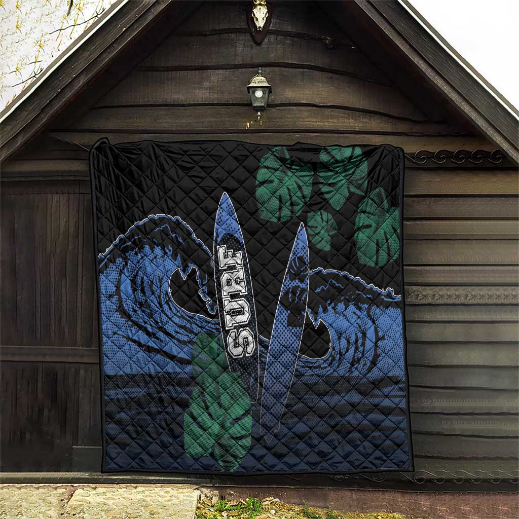 Surfing Quilt Retro Waves Dot Halftone