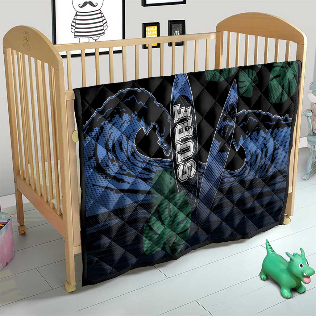 Surfing Quilt Retro Waves Dot Halftone
