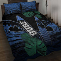 Surfing Quilt Bed Set Retro Waves Dot Halftone