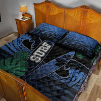 Surfing Quilt Bed Set Retro Waves Dot Halftone