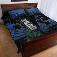 Surfing Quilt Bed Set Retro Waves Dot Halftone