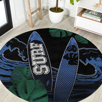 Surfing Round Carpet Retro Waves Dot Halftone