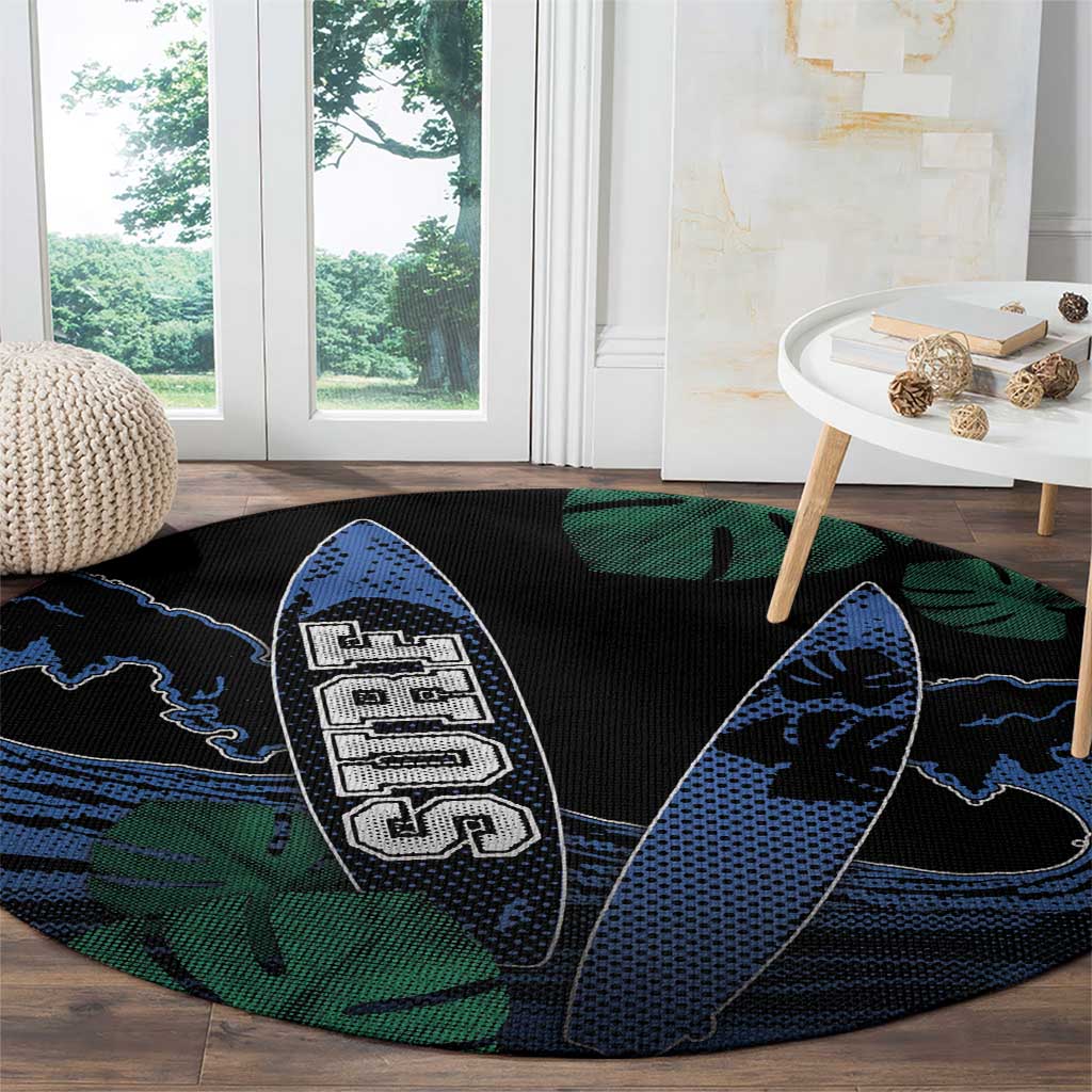 Surfing Round Carpet Retro Waves Dot Halftone