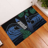 Surfing Rubber Doormat Retro Waves Dot Halftone