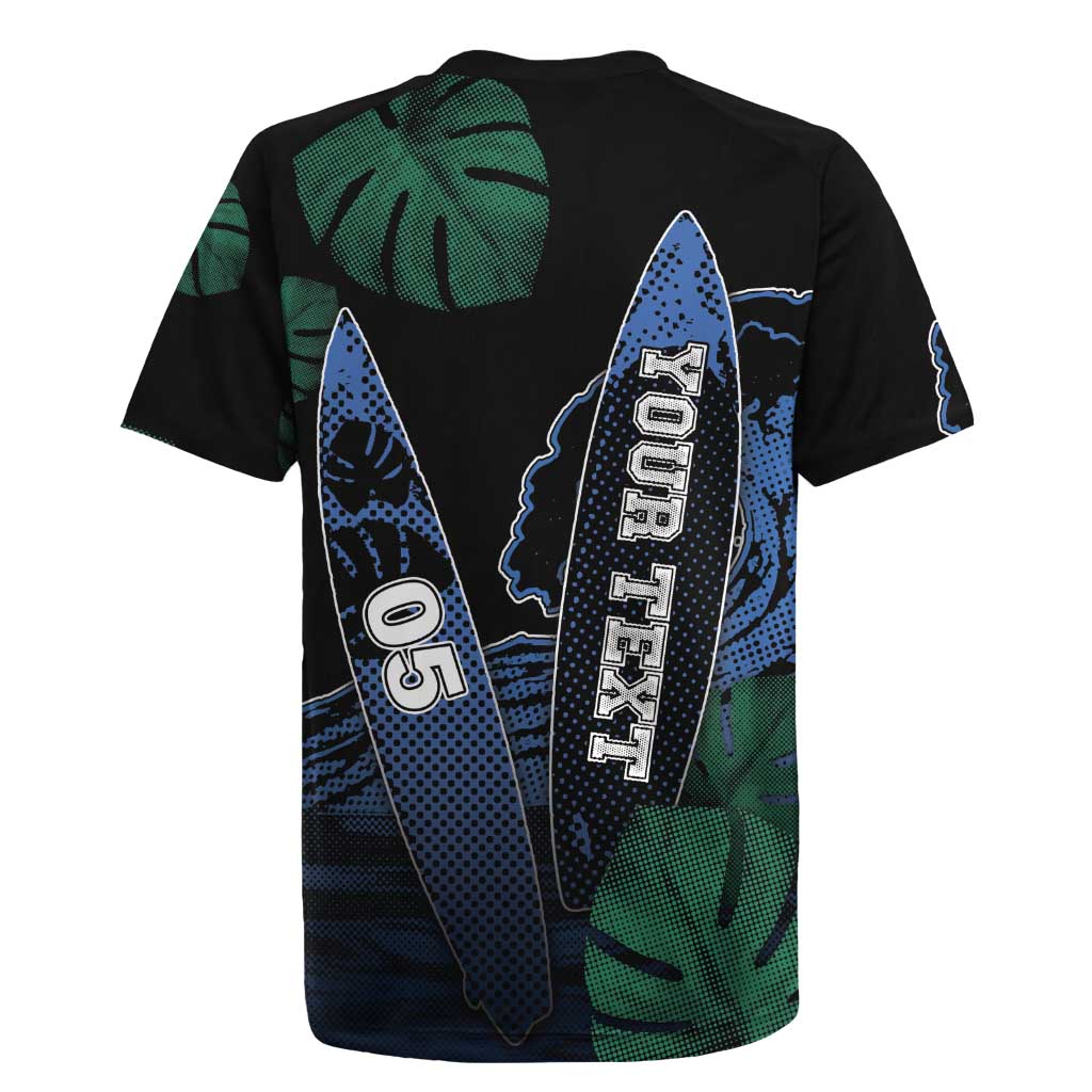 Custom Surfing Rugby Jersey Retro Waves Dot Halftone