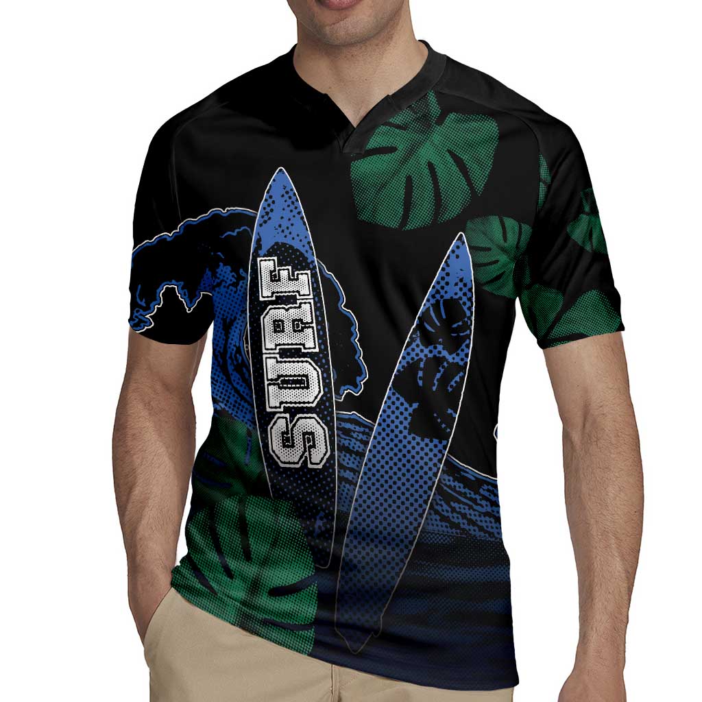 Custom Surfing Rugby Jersey Retro Waves Dot Halftone