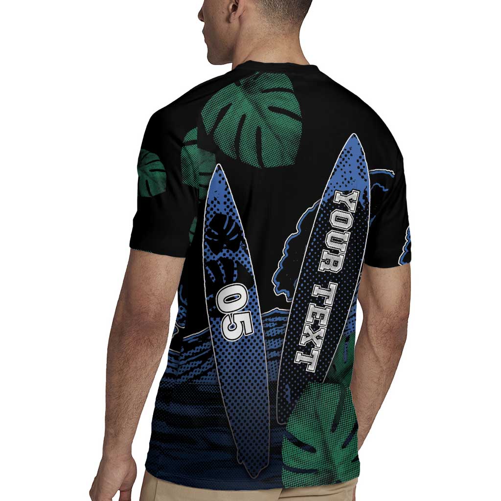 Custom Surfing Rugby Jersey Retro Waves Dot Halftone