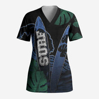 Custom Surfing Scrub Top Retro Waves Dot Halftone