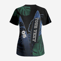 Custom Surfing Scrub Top Retro Waves Dot Halftone