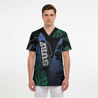 Custom Surfing Scrub Top Retro Waves Dot Halftone