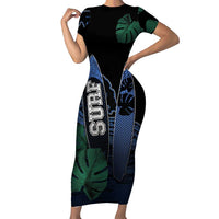 Custom Surfing Short Sleeve Bodycon Dress Retro Waves Dot Halftone
