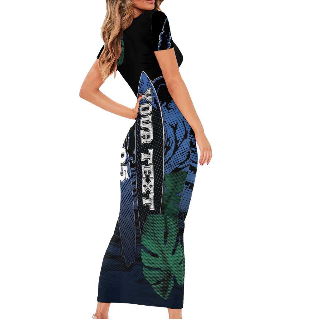 Custom Surfing Short Sleeve Bodycon Dress Retro Waves Dot Halftone