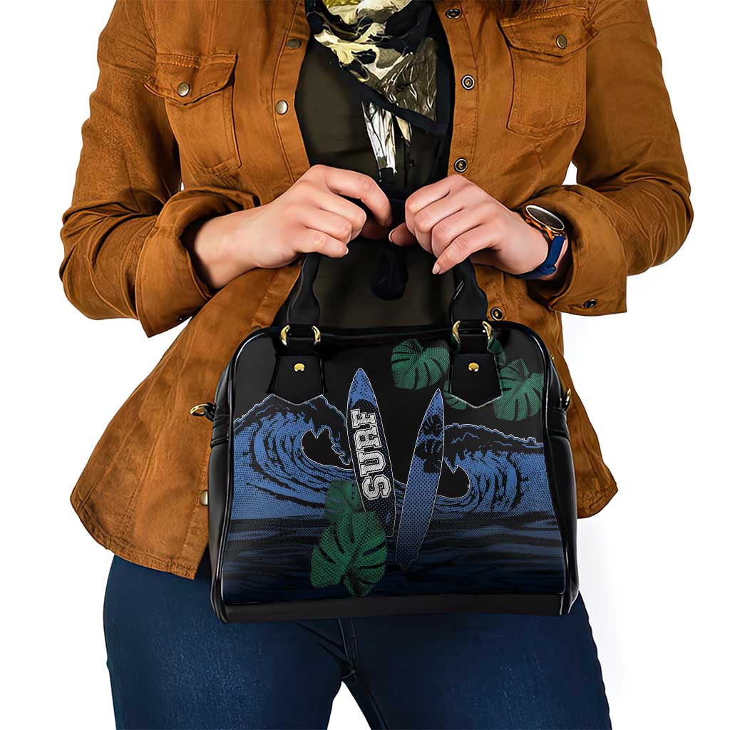Surfing Shoulder Handbag Retro Waves Dot Halftone