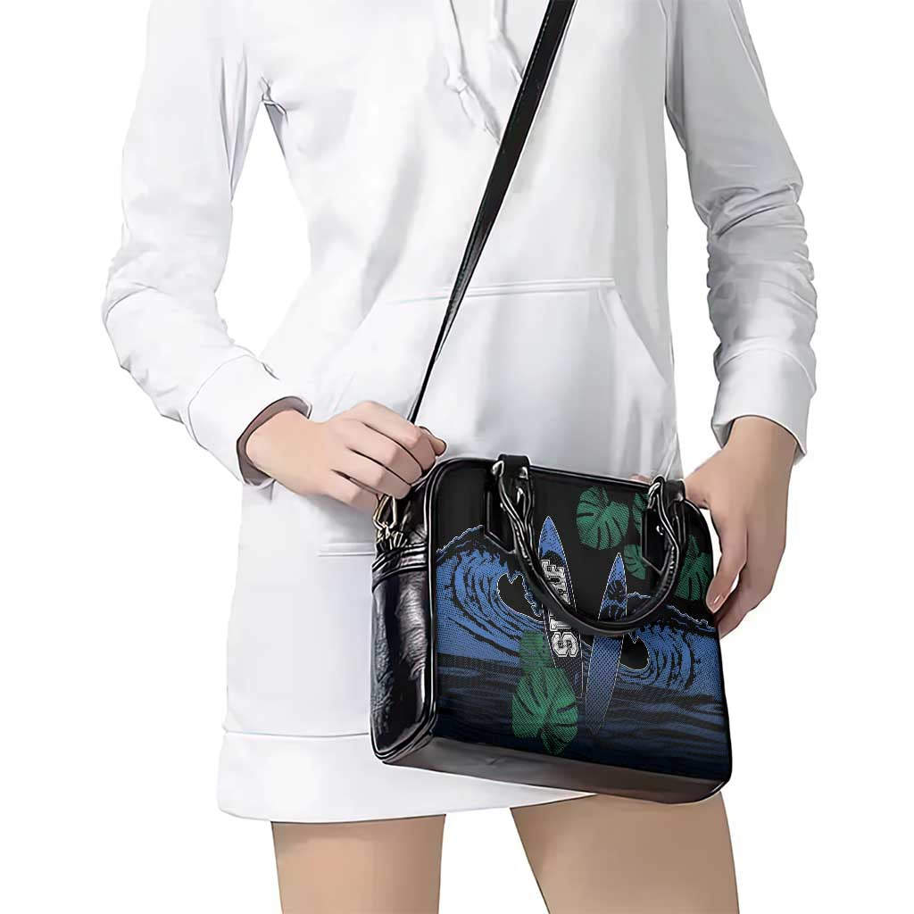 Surfing Shoulder Handbag Retro Waves Dot Halftone